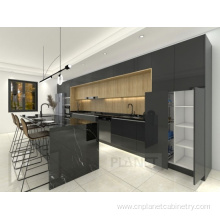 Affordable black kitchen cabinets with Independent Island